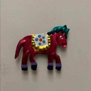 Pink Pony Colorful Metal Horse Magnet